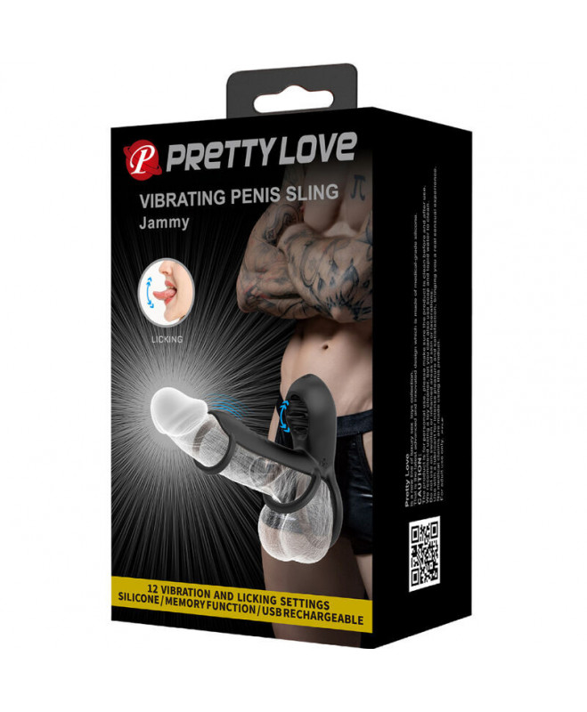 PRETTY LOVE - JAMMY PENIS SLING 12 VIBRAVIMO IR LAIŽYMO NUSTATYMAI ĮKRAUJAMAS SILIKONAS 11