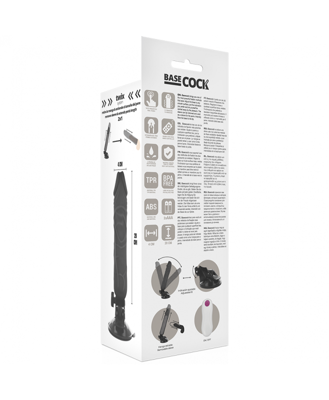 BASECOCKÃÂ – REALIŠKAS VIBRATORIAUS NUOTOLINIO VALDYMAS JUODAS 20 CM 6