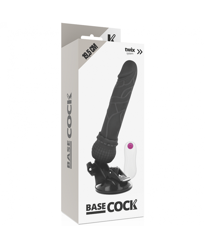 BASECOCKÃÂ – REALIŠKAS VIBRATORIUS NUOTOLINIO VALDYMAS JUODAS 19,5 CM 5