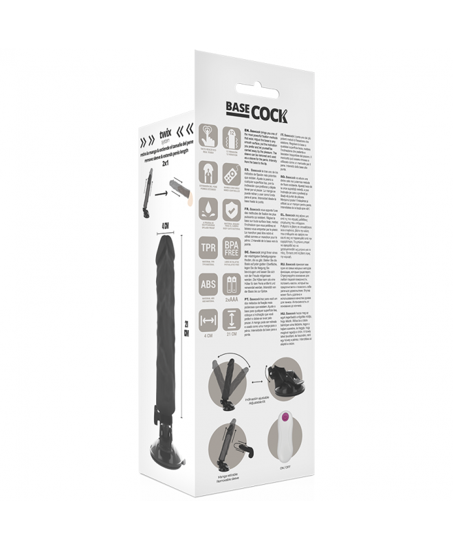 BASECOCKÃÂ – REALIŠKAS VIBRATORIAUS NUOTOLINIO VALDYMAS JUODAS 21 CM 5