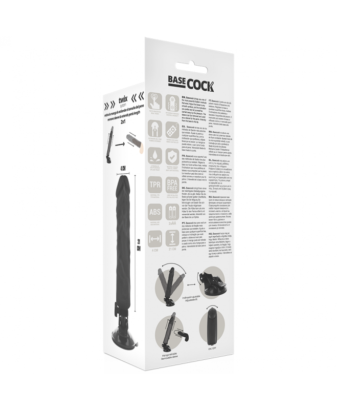 BASECOCKÃÂ – REALIŠKAS VIBRATORIAUS NUOTOLINIO VALDYMAS JUODAS 21 CM 6