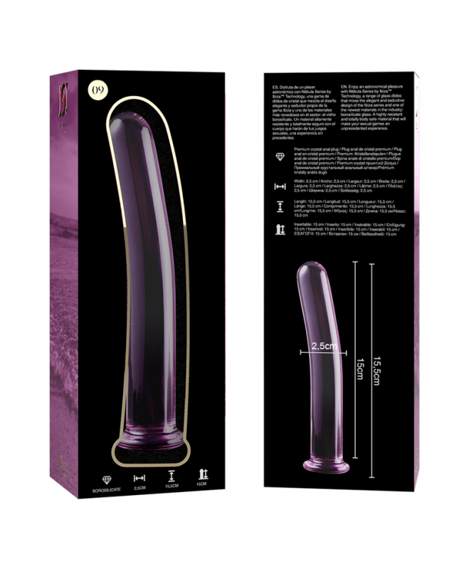 IBIZAÃÂ SERIJA NEBULA - 9 MODELIS DILDO BOROSILIKATINIS STIKLAS 15,5 X 2,5 CM RAUŽAS 4