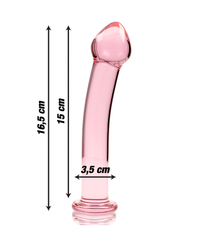 IBIZAÃÂ SERIJA ŪKAS - 11 MODELIS DILDO BOROSILIKATINIS STIKLAS 16 X 3 CM RAUŽAS 3