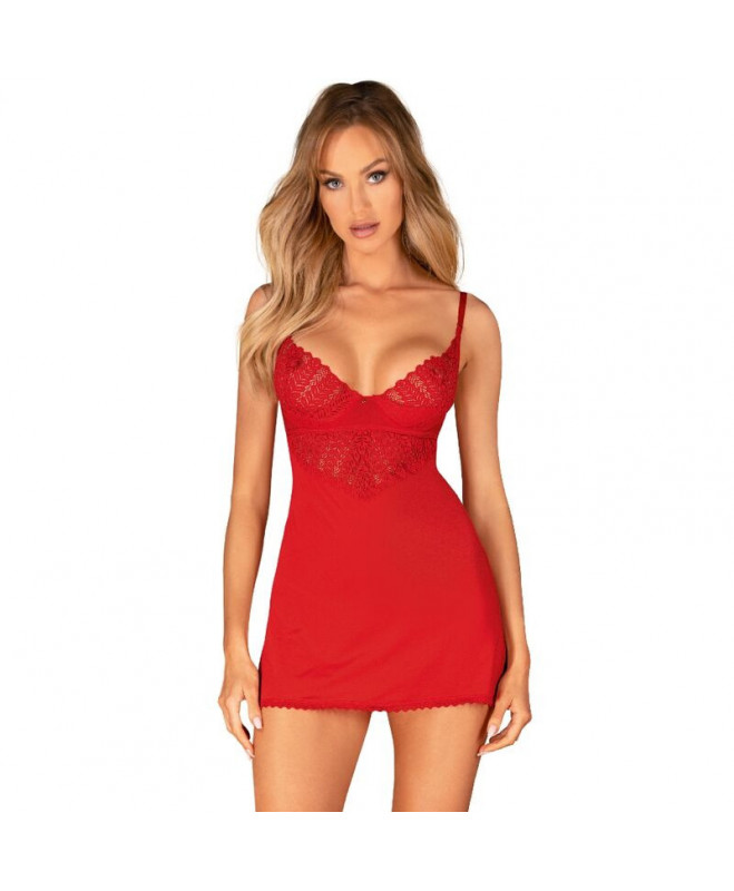 OBSESSIVE – INGRIDIA CHEMISE & THONG RED XS/S