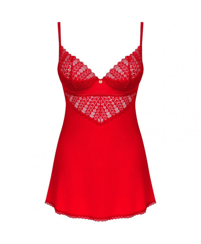 OBSESSIVE – INGRIDIA CHEMISE & THONG RED XS/S 4
