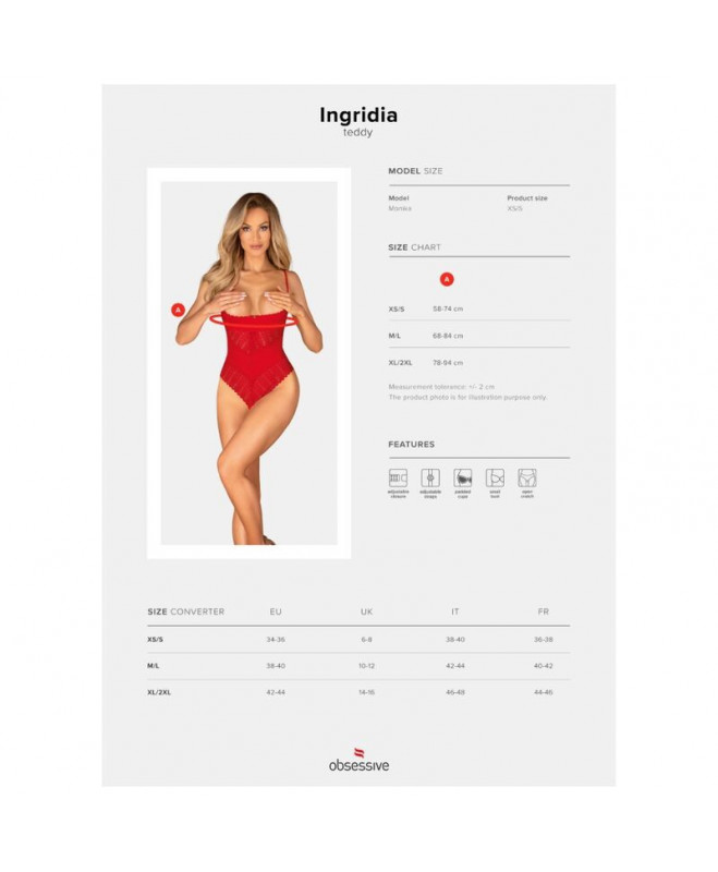 OBSESSIVE - INGRIDIA CROTCHLESS RED XS/S 7