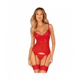 OBSESSIVE - INGRIDIA CORSET & THONG RED XS/S