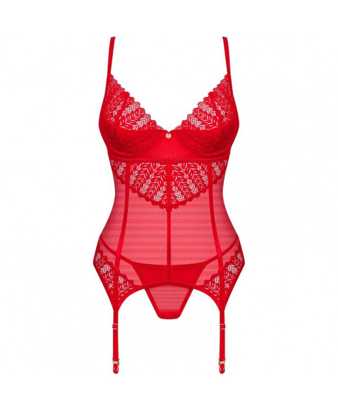 OBSESSIVE - INGRIDIA CORSET & THONG RED XS/S 5