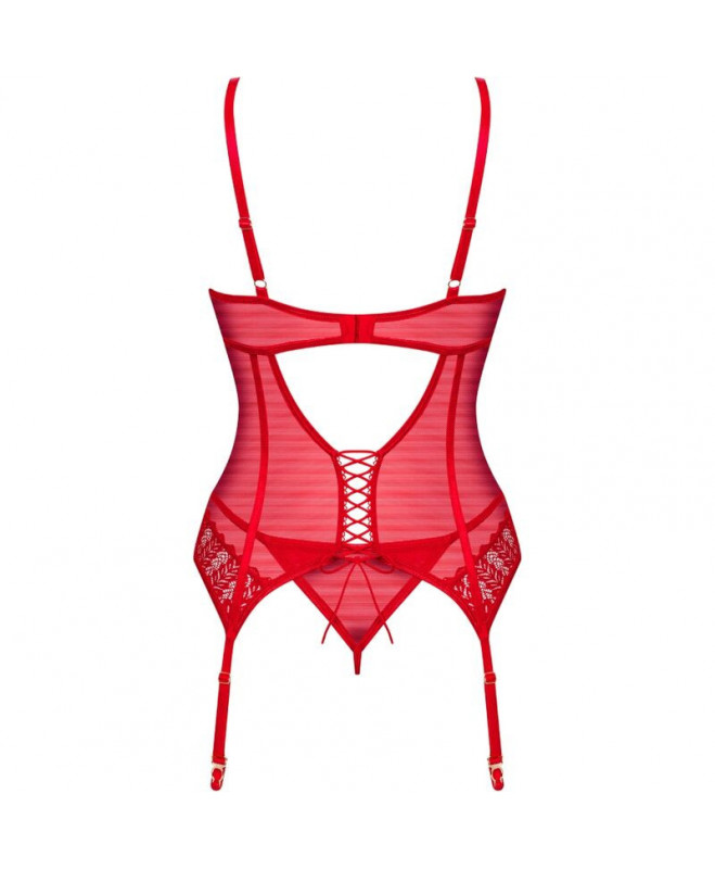 OBSESSIVE - INGRIDIA CORSET & THONG RED XS/S 6