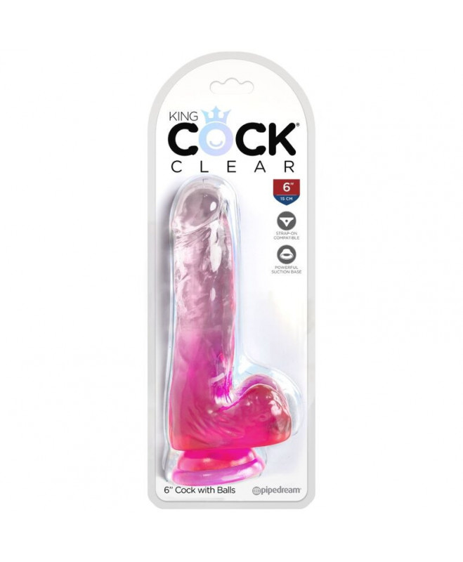 KING COCK CLEAR - REALISTUS VARPA SU KAMULIAIS 13,5 cm rožinė 2