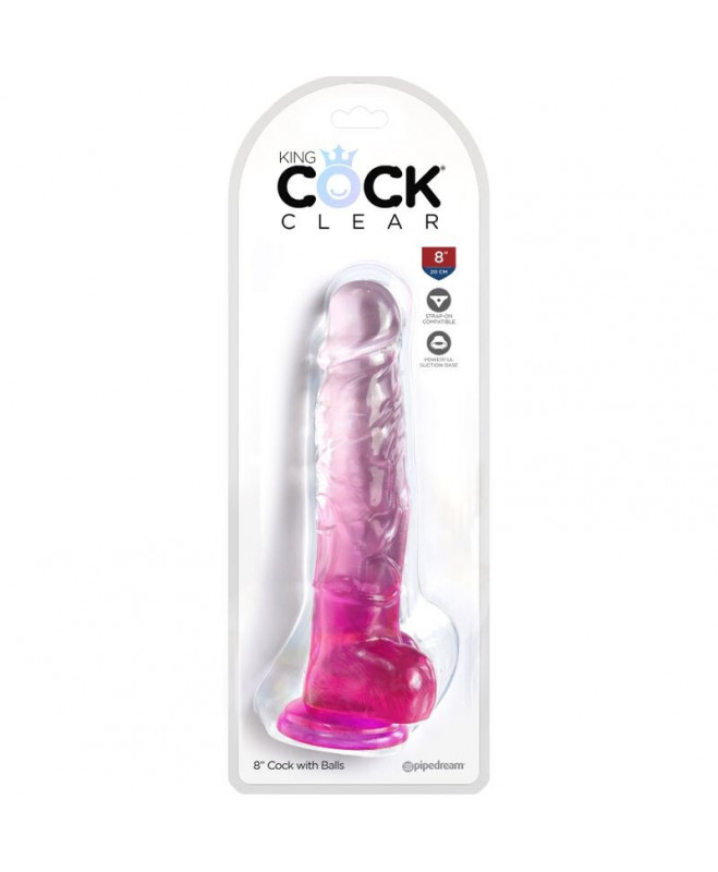 KING COCK CLEAR - REALISTIKUS VARPA SU KAMULIAIS 16,5 cm ROŽINĖ 2