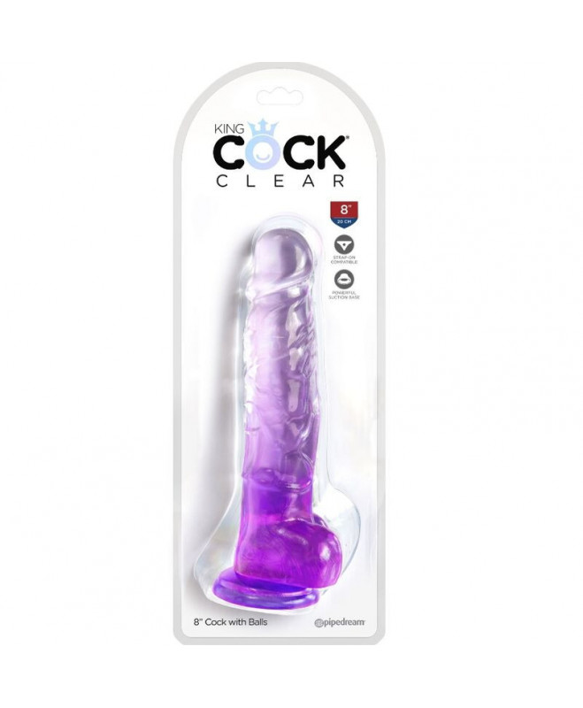 KING COCK CLEAR - REALISTUS PRIS SU KAMULIAIS 16,5 CM PURPURINIS 2