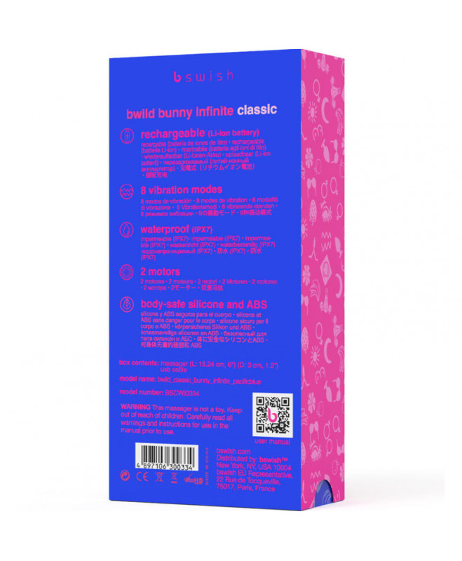 B SWISH – BWILD BUNNY INFINITE CLASSIC CLASSIC, PARCIFIC BLUE, PAKRAUJAMAS VIBRATORIUS 5
