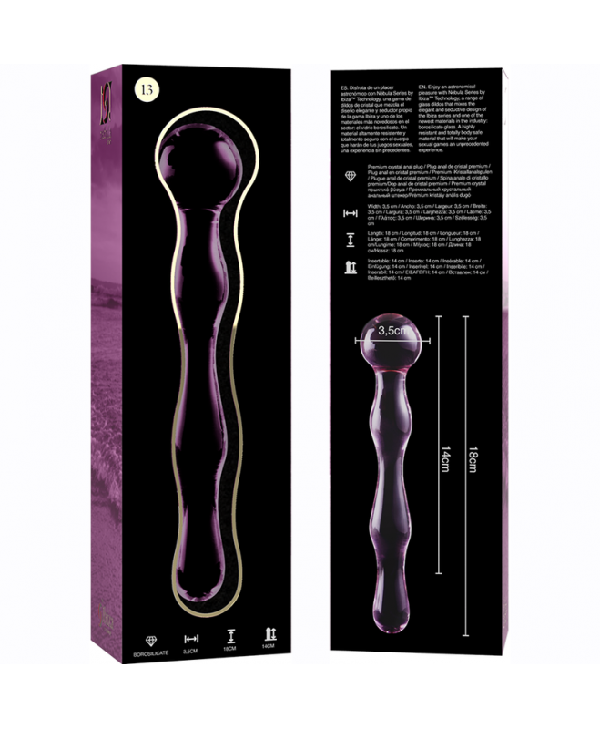 IBIZAÃÂ SERIJA NEBULA - 13 MODELIS DILDO BOROSILIKATINIS STIKLAS 18 X 3,5 CM RAUŽAS 4