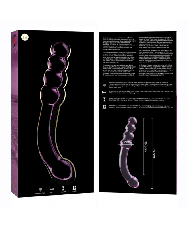 IBIZAÃÂ SERIJA NEBULA - 14 MODELIS DILDO BOROSILIKTINIS STIKLAS 18,5 X 3 CM RAUŽAS 4