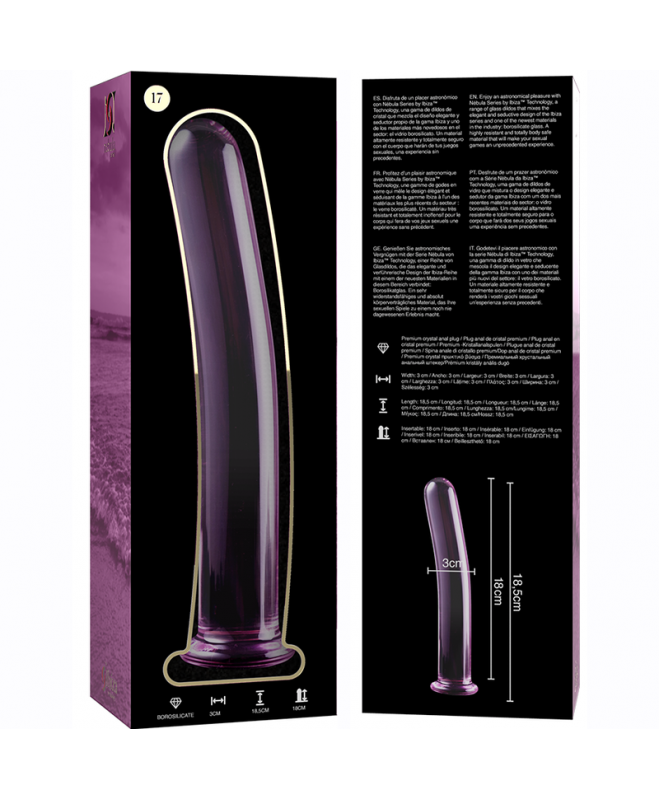 IBIZAÃÂ SERIJA NEBULA - 17 MODELIS DILDO BOROSILIKATINIS STIKLAS 18,5 X 3 CM RAUŽAS 4