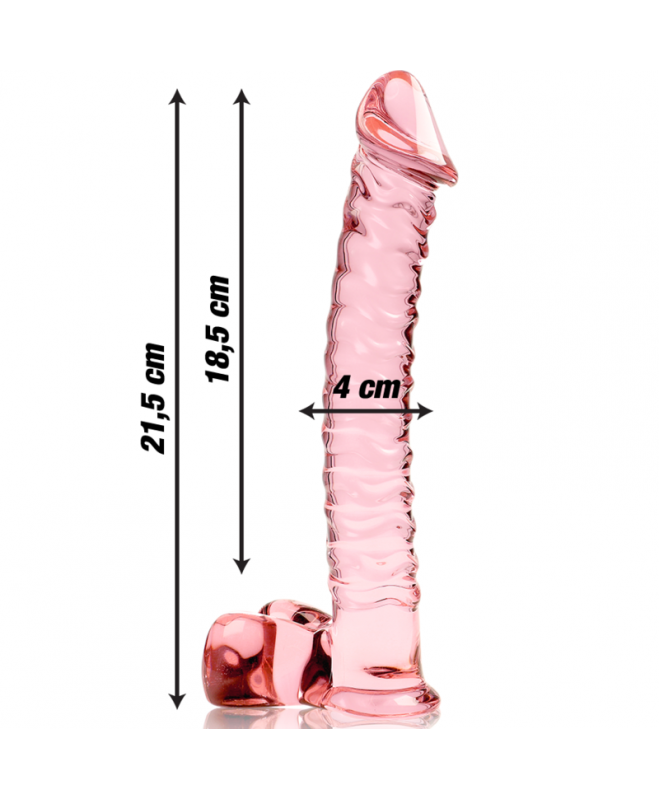 NEBULA SERIJA IBIZAÃÂ - MODELIS 23 DILDO BOROSILIKATINIS STIKLAS 21,5 X 4 CM RAUŽAS 4