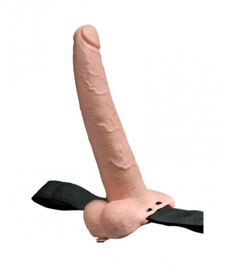 FETISH FANTASY SERIES - ADJUSTABLE HARNESS REALISTIC PENIS WITH BALLS RECHARGEABLE AND VIBRATOR 23 CM