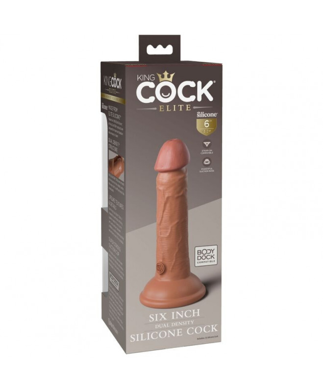 KING COCK ELITE – REALISTINĖ SILIKONINĖ DILDO 15,2 CM KARAMELĖ 5