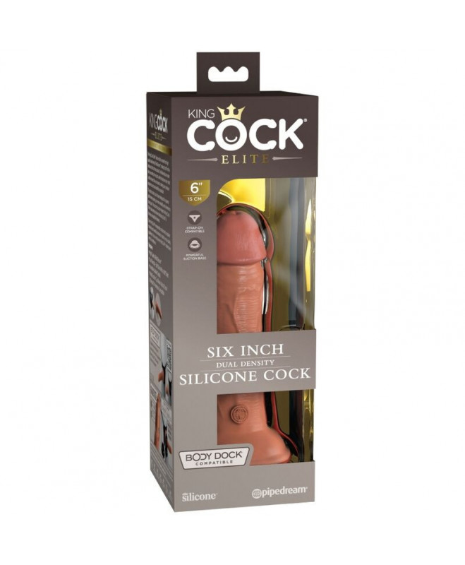 KING COCK ELITE – REALISTINĖ SILIKONINĖ DILDO 15,2 CM KARAMELĖ 6