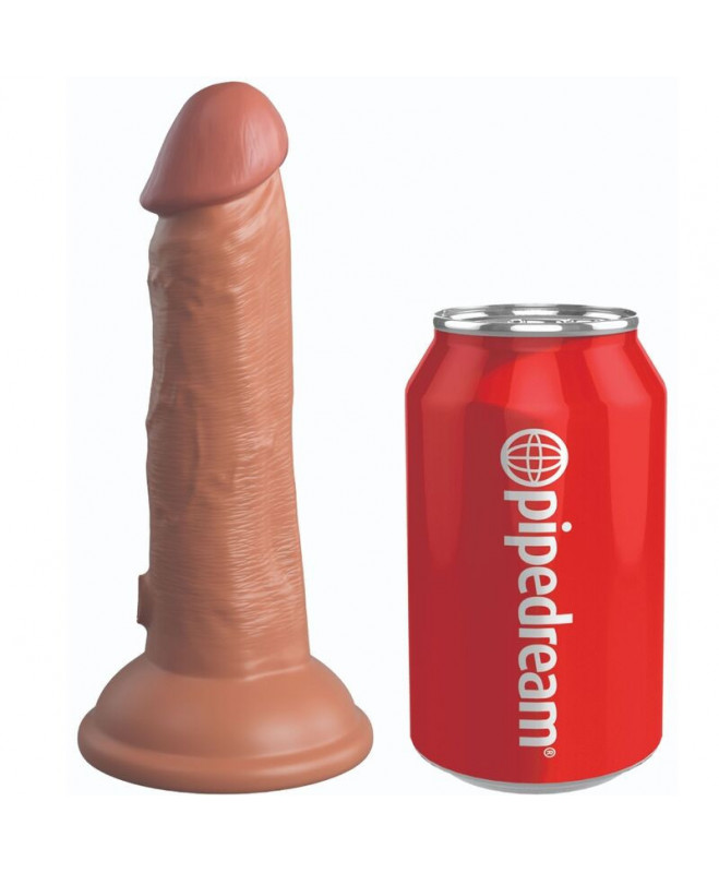 KING COCK ELITE – REALISTINIS DILDO VIBRAVIMAS IR SILIKONINĖ 15,2 CM KARAMELĖ