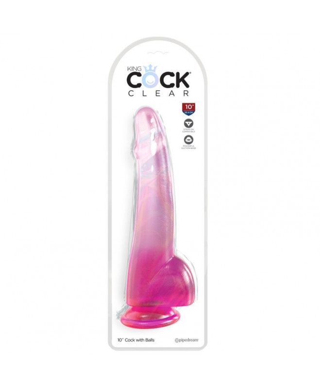 KING COCK CLEAR - DILDO SU SĖDIKLĖMIS 19 CM ROZINĖ 2