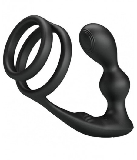 PRETTY LOVE - MARSHALL PENIS RING WITH VIBRATORY ANAL PLUG WITH REMOTE CONTROL