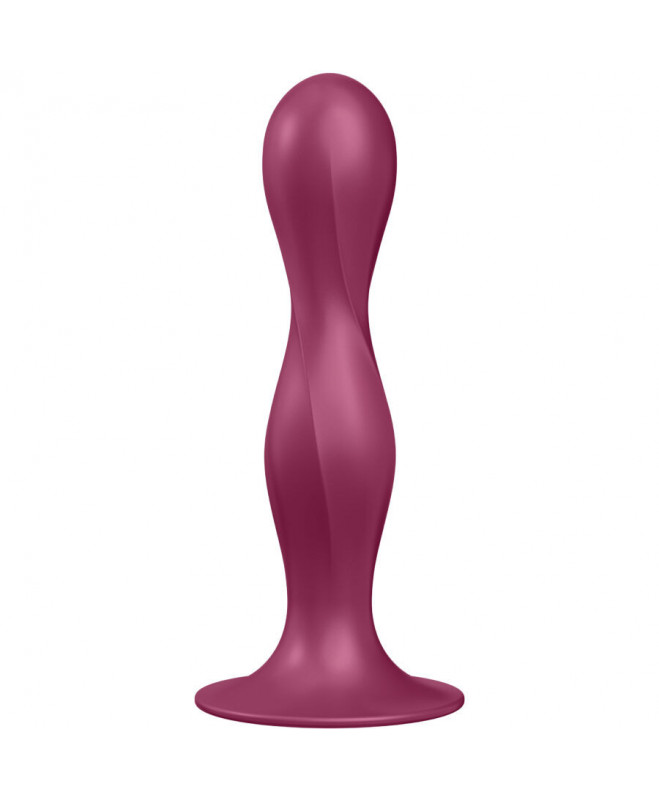 SATISIFYER - DOUBLE BALL-R SILICONE DILDO GRARNET