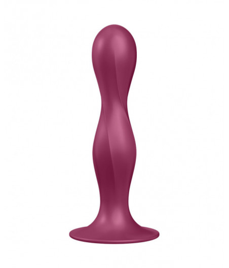 SATISFYER - DOUBLE BALL-R SILICONE DILDO GARNET