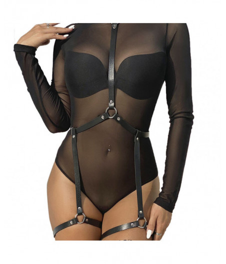 SUBBLIME - LEATHER BODY HARNESS BLACK ONE SIZE