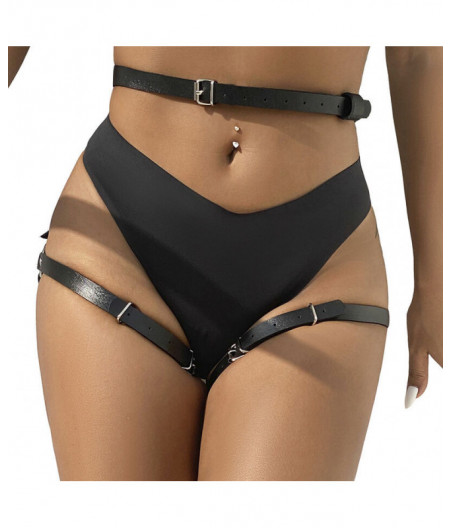 SUBBLIME - LEATHER WAIST AND LEG HARNESS BLACK ONE SIZE