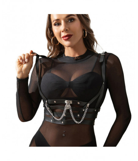 SUBBLIME - CORSET HARNESS WITH CHAINDETAIL ONE SIZE