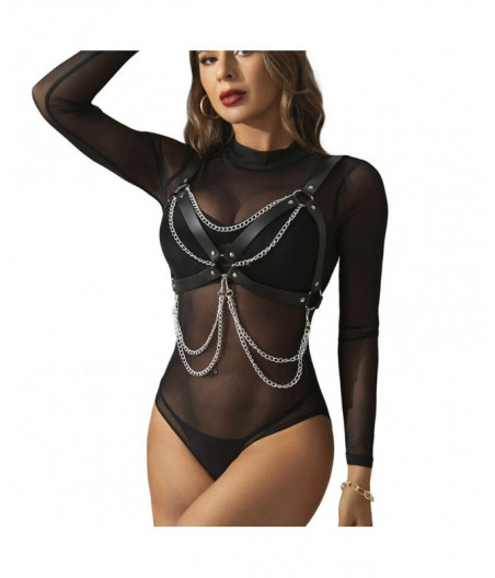 SUBBLIME - HARNESS BRA WITH CHAINDETAIL ONE SIZE