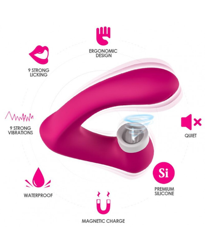 ARMONY – SECRETKISS LICKING VIBRATING CLIT & VIBRATOR CURVED FUCHSIA