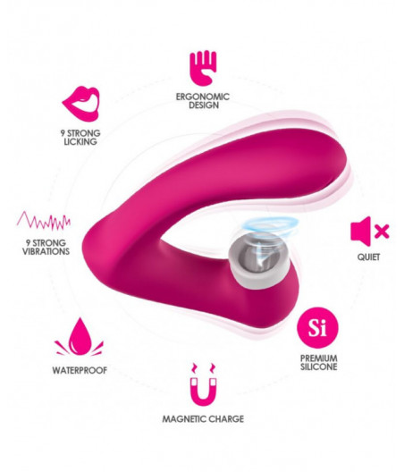 ARMONY - SECRETKISS LICKING VIBRATING CLIT & VIBRATOR CURVED FUCHSIA