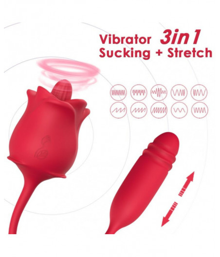 ARMONY - ROSE 3 IN 1, STIMULATOR, SUCTION AND UP&DOWN WITH RED TAIL