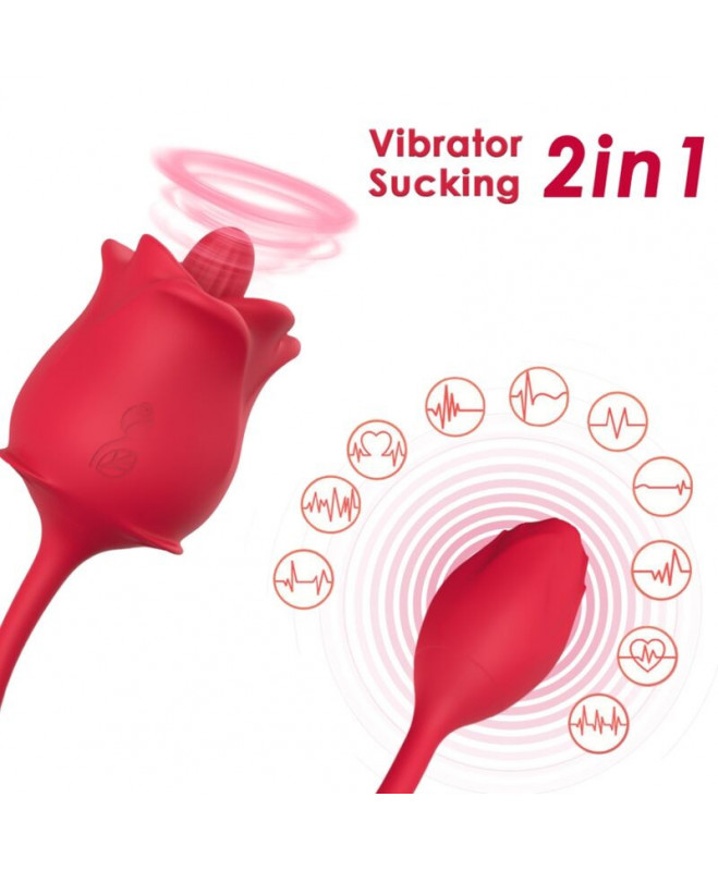 ARMONY – ROSE 2 viename SIurbimo stimuliatorius IR VIBRATORIAUS 10 REŽIMŲ SU RAUDONA uodega