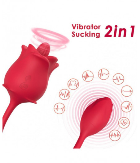 ARMONY - ROSE 2 IN 1 SUCTION STIMULATOR & VIBRATOR 10 MODES WITH RED TAIL