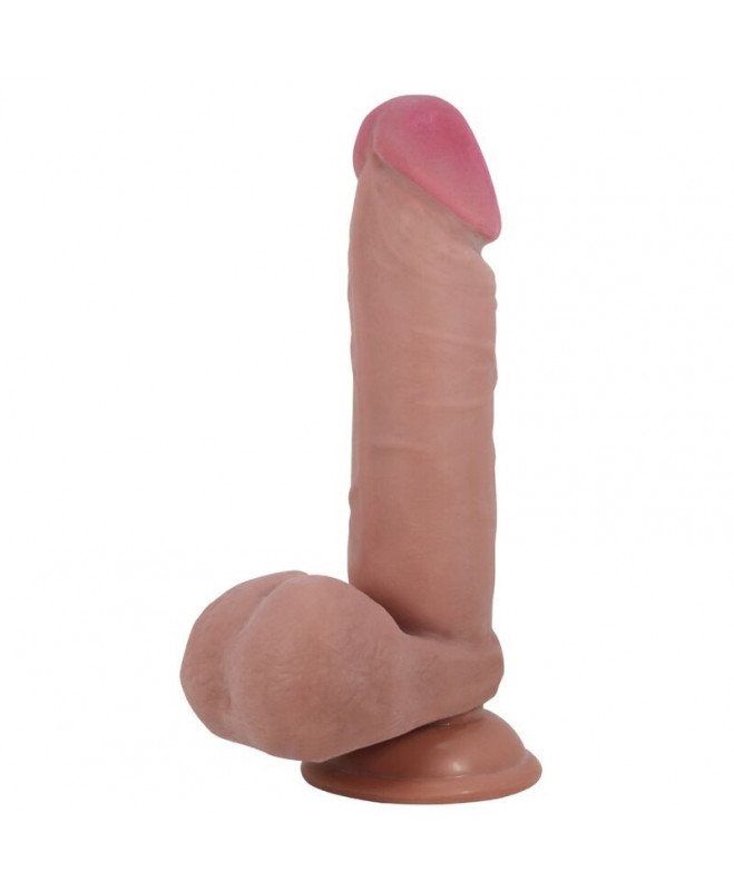 PRETTY LOVE - SLIDING SKINS SERIJOS REALISTINIS DILDO SU SKIDANČIU ODOS SIURBIMUMO TAURELIO KUNIU 20,5 CM