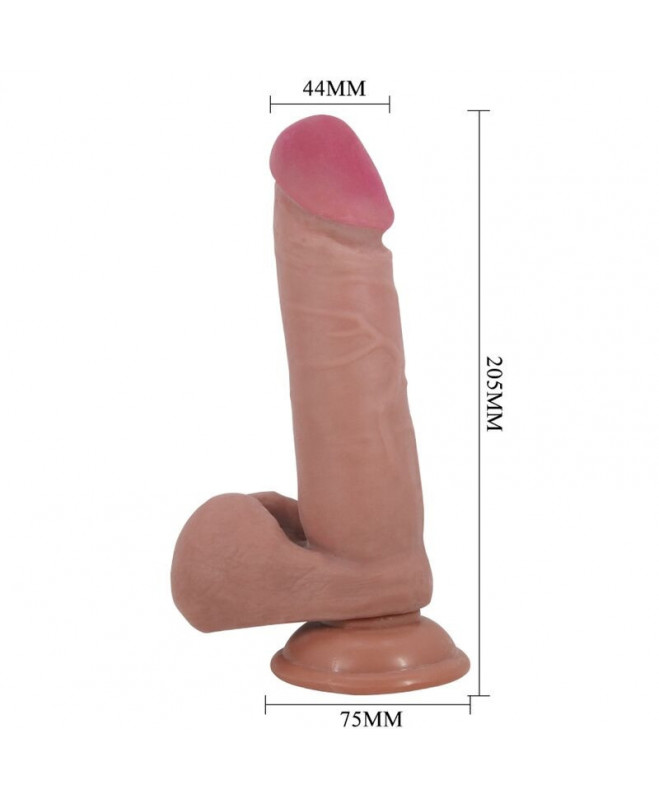 PRETTY LOVE - SLIDING SKINS SERIJOS REALISTINIS DILDO SU SKIDANČIU ODOS SIURBIMUMO TAURELIO KUNIU 20,5 CM 4