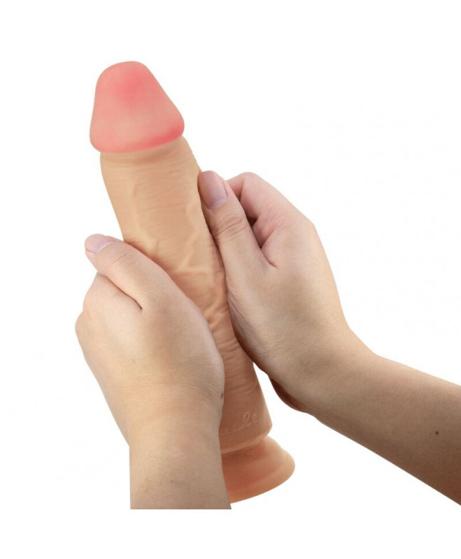 PRETTY LOVE - SLIDING SKINS SERIJOS REALISTINIS DILDO SU SKIDANČIU ODOS SIurbimo puodeliu, 23,4 CM 3