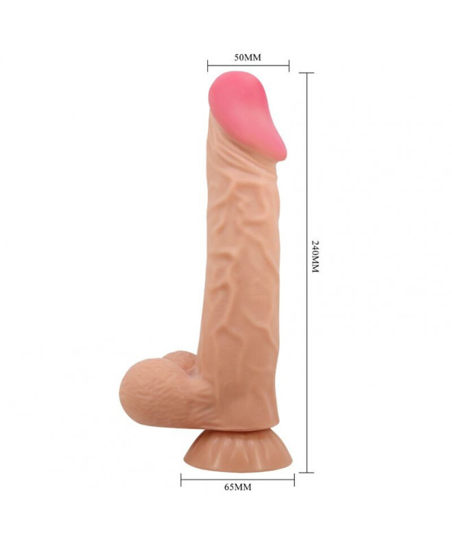 PRETTY LOVE - SLIDING SKINS SERIJOS REALISTINIS DILDO SU SKIDANČIU ODOS SIurbimo puodeliu, 24 CM 4