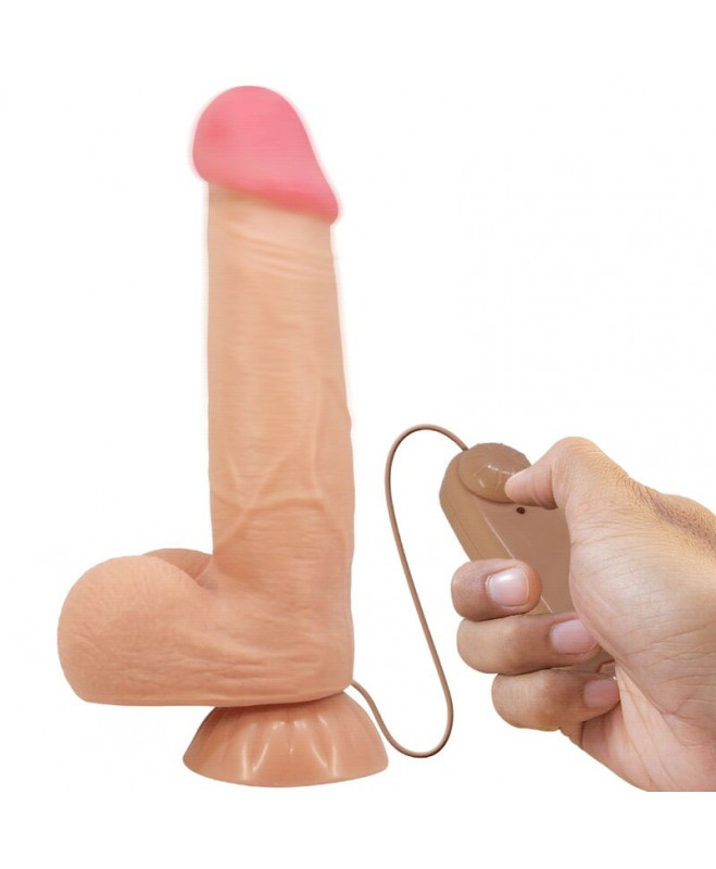 PRETTY LOVE - SLIDING SKINS SERIJOS REALISTINIS DILDO SU SKIDANČIU ODOS SIurbimo puodeliu, 21,8 CM