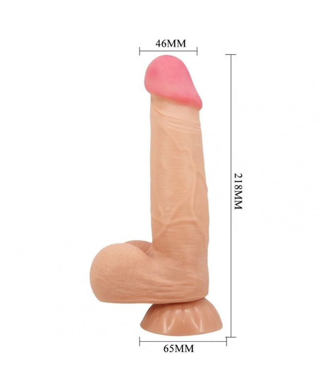 PRETTY LOVE - SLIDING SKINS SERIJOS REALISTINIS DILDO SU SKIDANČIU ODOS SIurbimo puodeliu, 21,8 CM 4