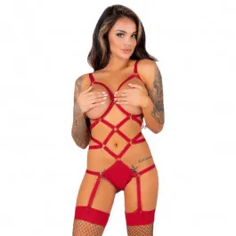 LIVCO CORSETTI FASHION - THIARA LC 20213 SET BODY + KOJINĖS RED S/M