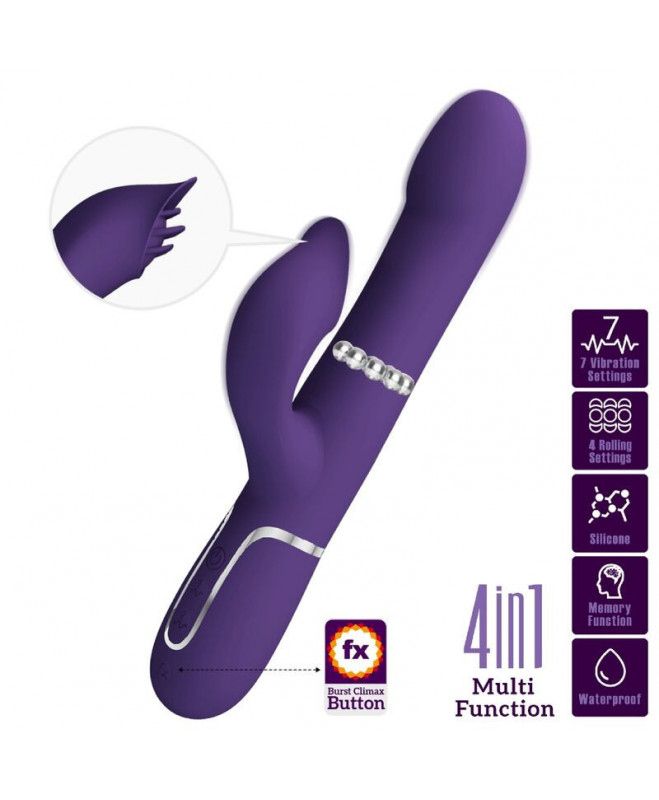 PRETTY LOVE – ZALIN RABBIT VIBRATOR PEARLS 4 IN 1 PURPLE