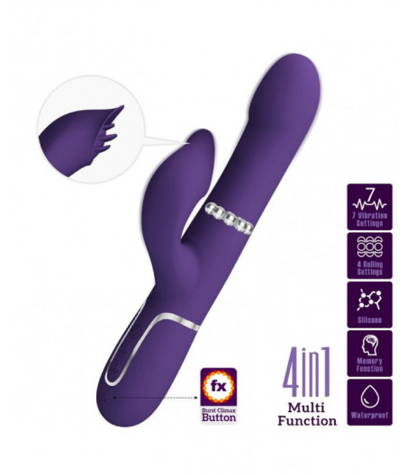 PRETTY LOVE - ZALIN RABBIT VIBRATOR PEARLS 4 IN 1 PURPLE