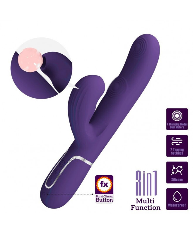 PRETTY LOVE – PERLITA G TAŠKO VIBRATORIAUS 3 viename DAUGIAFUNKCINĖ PURPLE 1