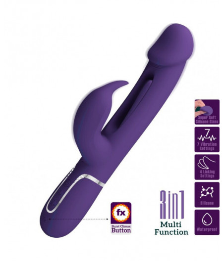 PRETTY LOVE - KAMPAS RABBIT 3 IN 1 MULTIFUNCTION VIBRATOR WITH TONGUE VIOLET