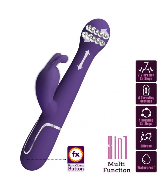 PRETTY LOVE – DEJON RABBIT VIBRATOR 3 IN 1 DAUGIAFUNKCIJA PURPLE